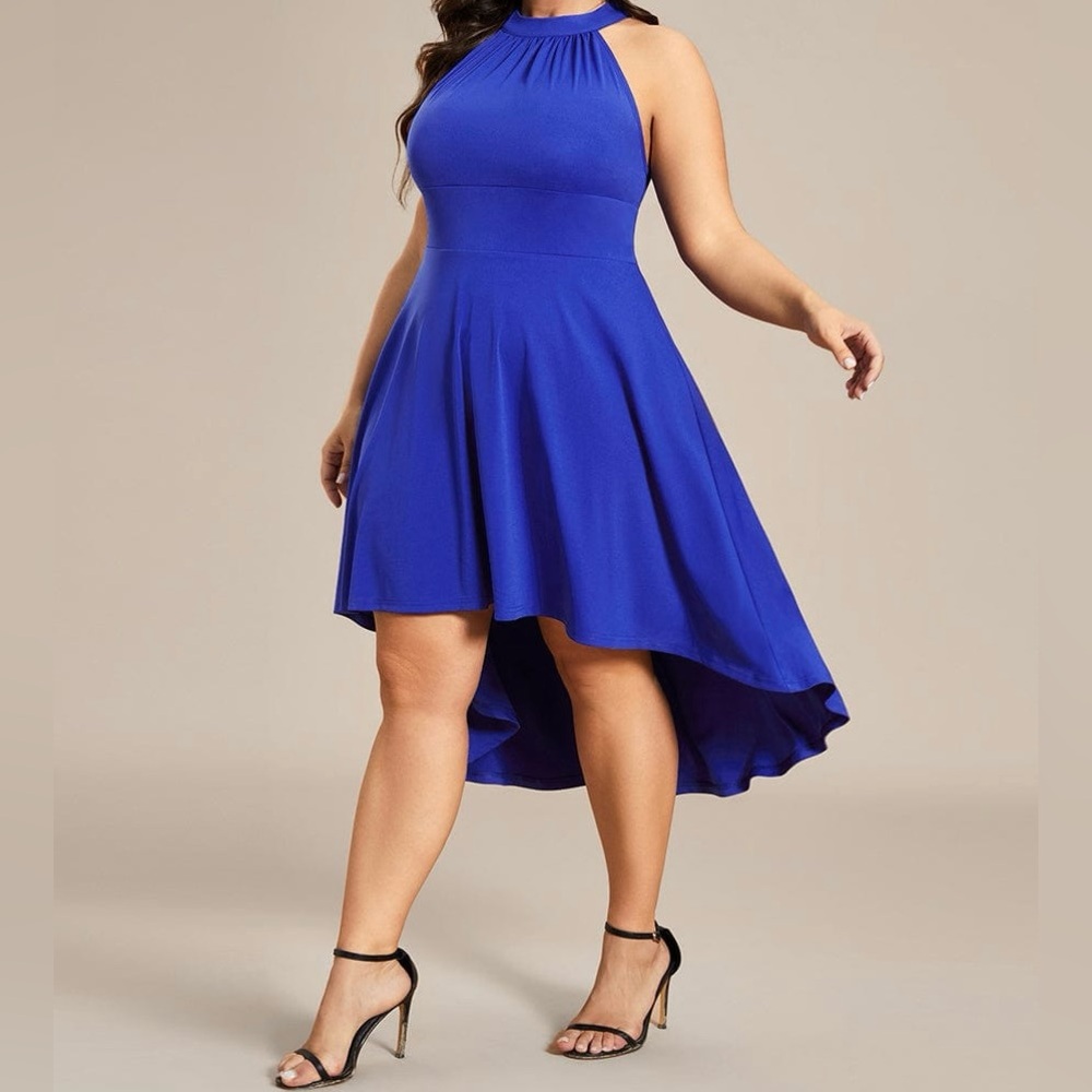 Ever Pretty Halter Hi Low Semi Formal Dress Sapphire Prom Blue Size 14 NWT